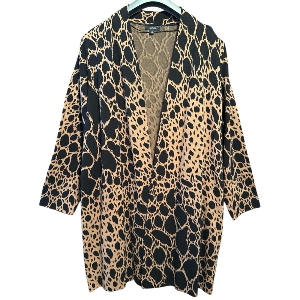 Alfani Black and Tan Animal Print Long Cardigan, 3X - Picture 7 of 9